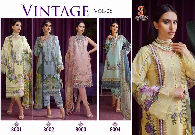 SHRADDHA DESIGNER VINTAGE VOL 8 PAKISTANI SALWER SUIT COLLECTION 