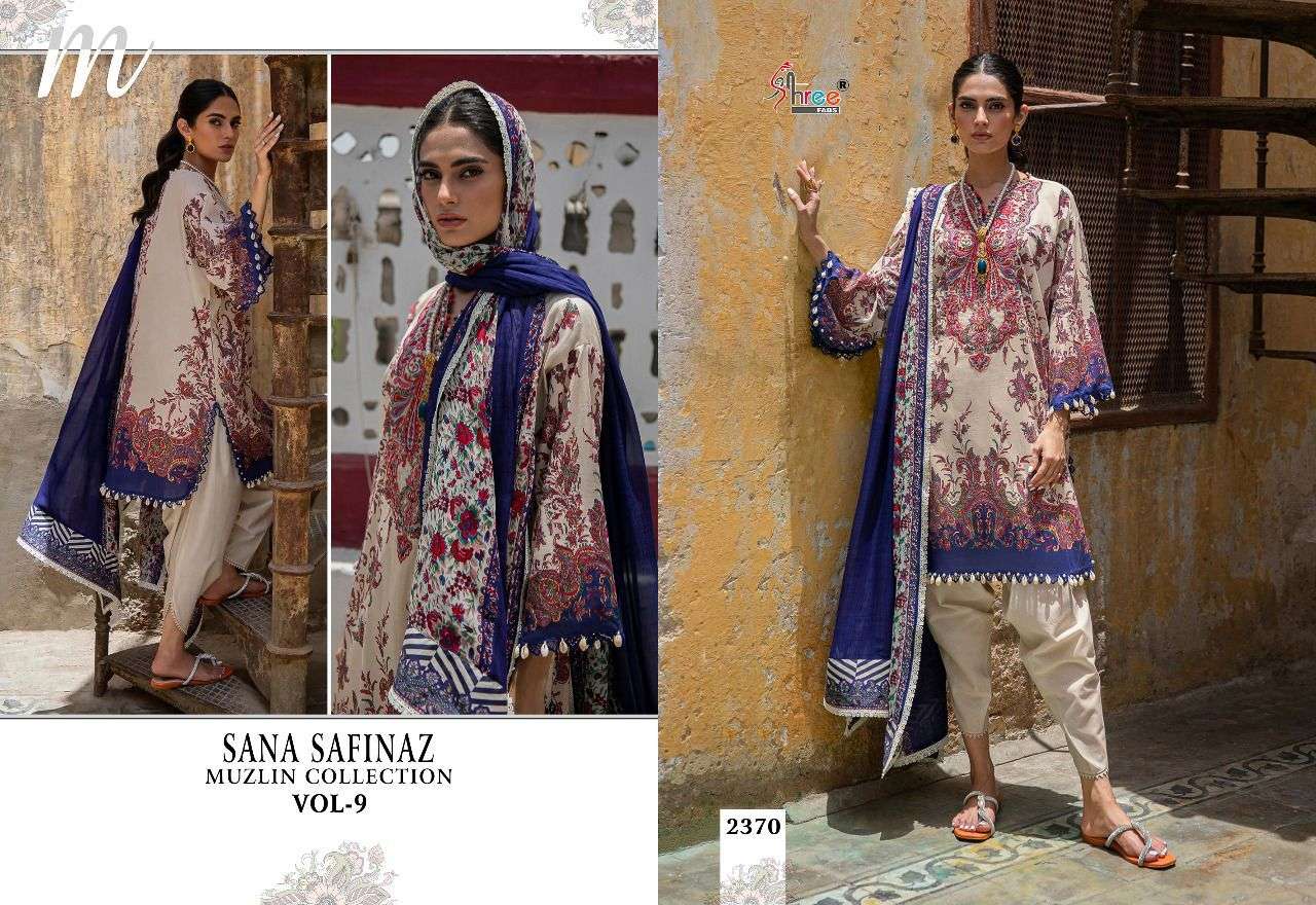 SHREE FAB SANA SAFINAZ MUZLIN COLLECTION VOL 9 2370 TO 2376 SERIES PAKISTANI SUIT CATALOGUE 