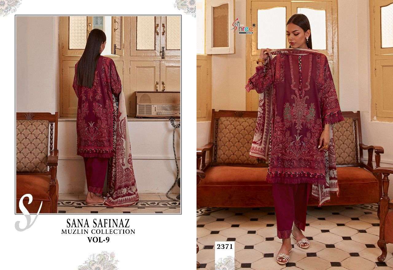SHREE FAB SANA SAFINAZ MUZLIN COLLECTION VOL 9 2370 TO 2376 SERIES PAKISTANI SUIT CATALOGUE 