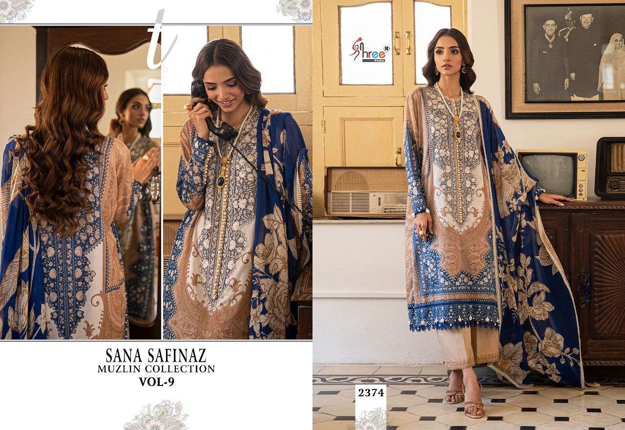 SHREE FAB SANA SAFINAZ MUZLIN COLLECTION VOL 9 2370 TO 2376 SERIES PAKISTANI SUIT CATALOGUE 
