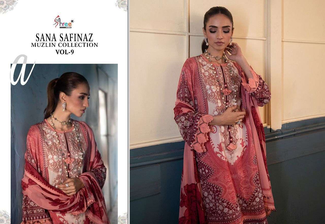 SHREE FAB SANA SAFINAZ MUZLIN COLLECTION VOL 9 2370 TO 2376 SERIES PAKISTANI SUIT CATALOGUE 