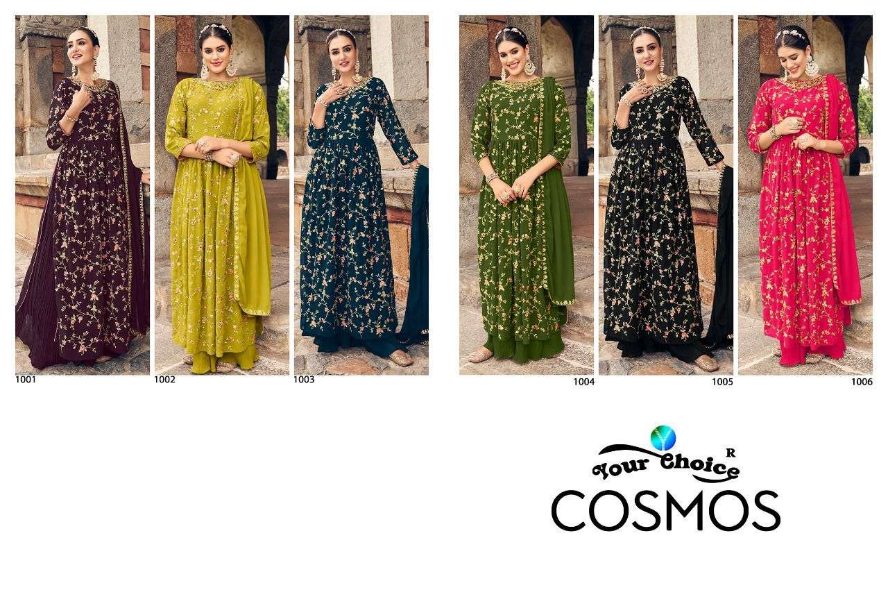 YOUR CHOICE COSMOS 1001 TO 1006 BLOOMING GEORGETTE LATEST CATALOGUE 
