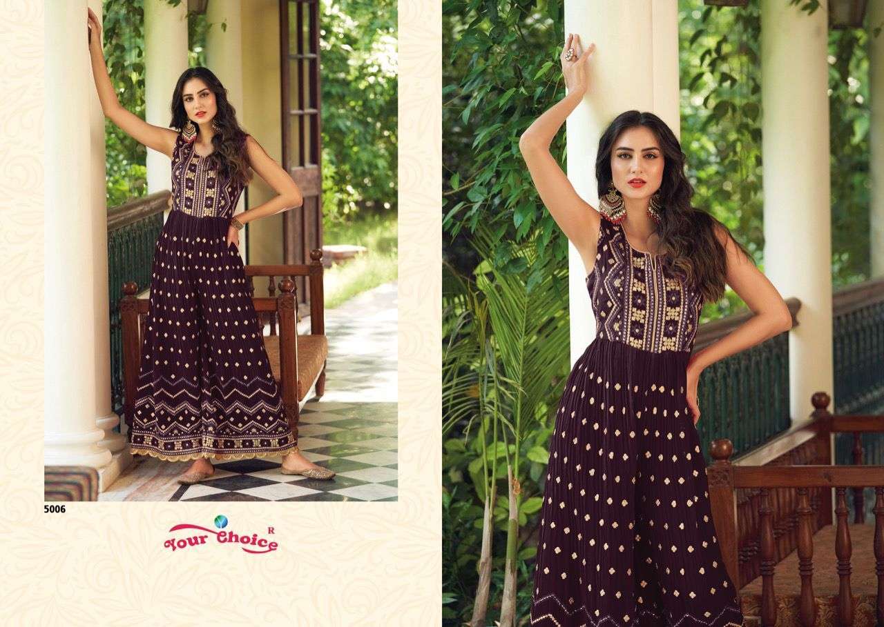 YOUR CHOICE JUMP SUITS 5001 TO 5006 SERIES BLOOMIG GEORGETTE CATALOGUE COLLECTION 2022