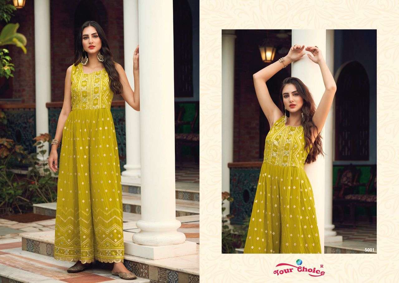 YOUR CHOICE JUMP SUITS 5001 TO 5006 SERIES BLOOMIG GEORGETTE CATALOGUE COLLECTION 2022