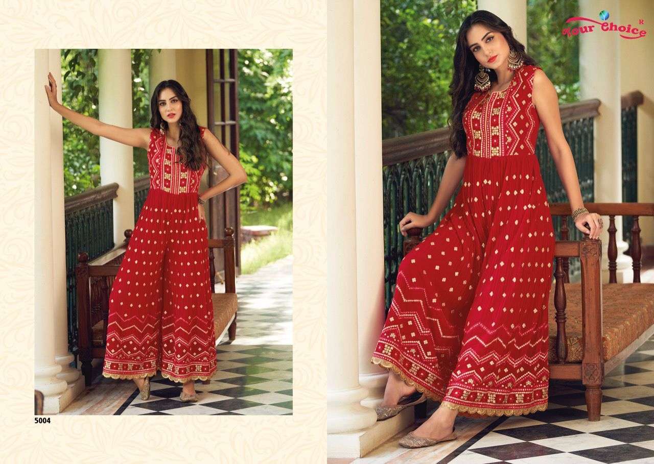 YOUR CHOICE JUMP SUITS 5001 TO 5006 SERIES BLOOMIG GEORGETTE CATALOGUE COLLECTION 2022