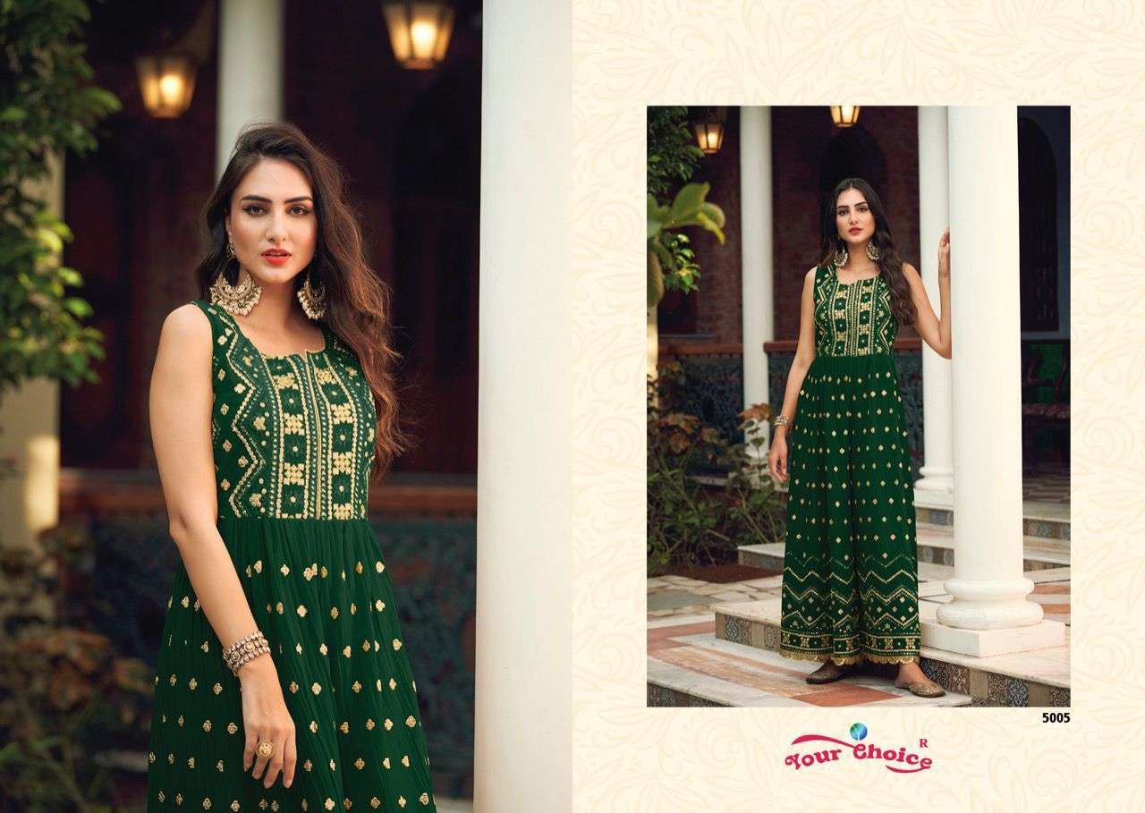 YOUR CHOICE JUMP SUITS 5001 TO 5006 SERIES BLOOMIG GEORGETTE CATALOGUE COLLECTION 2022
