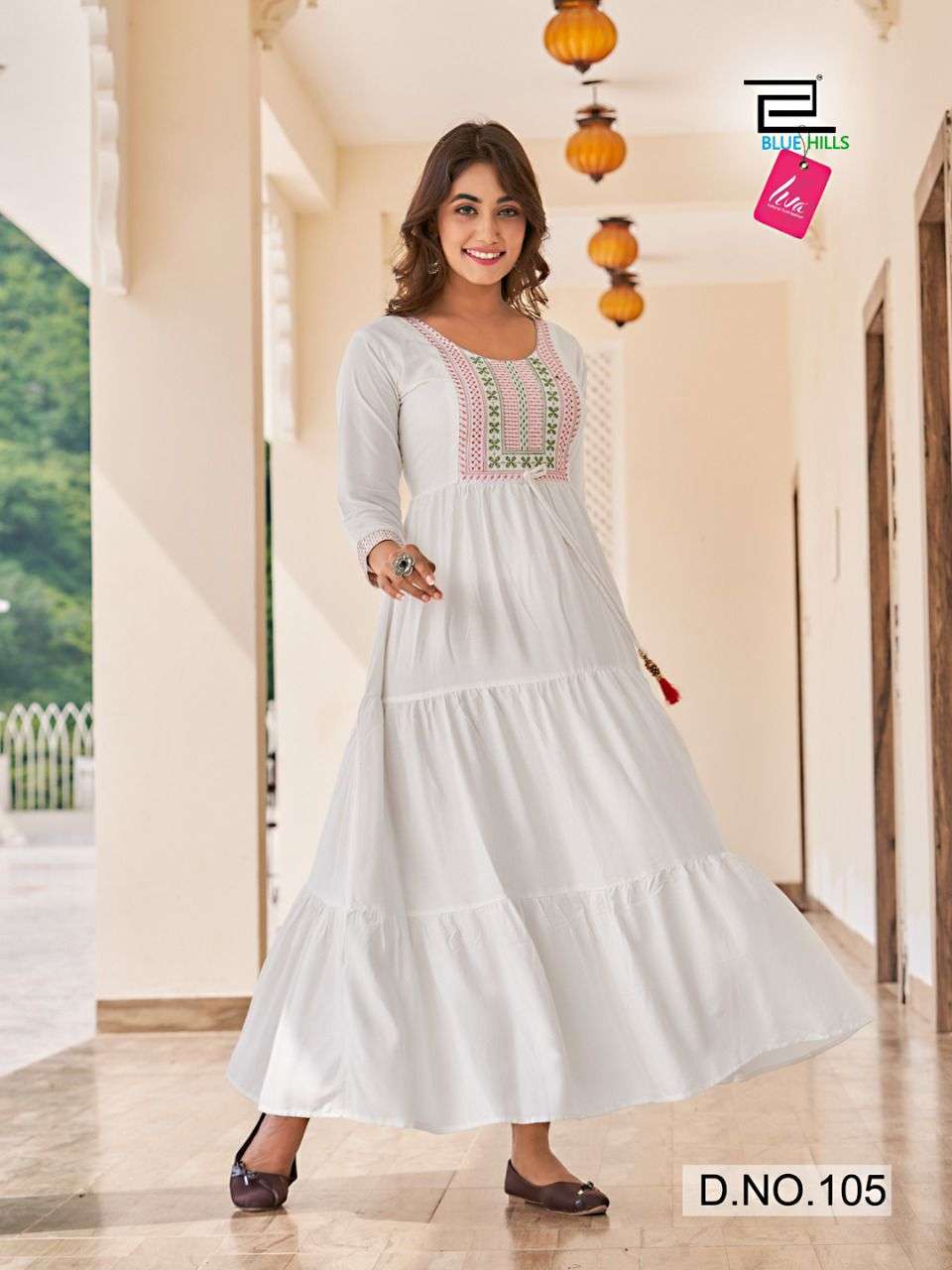 BLUE HILLS JASMINE DESIGNER RAYON GOWN KURTI AT WHOLESALE RATE CATALOGUE