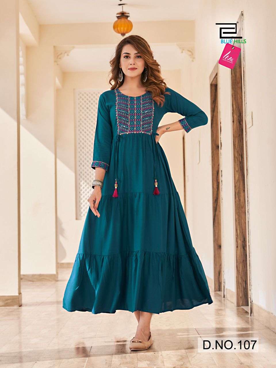 BLUE HILLS JASMINE DESIGNER RAYON GOWN KURTI AT WHOLESALE RATE CATALOGUE 