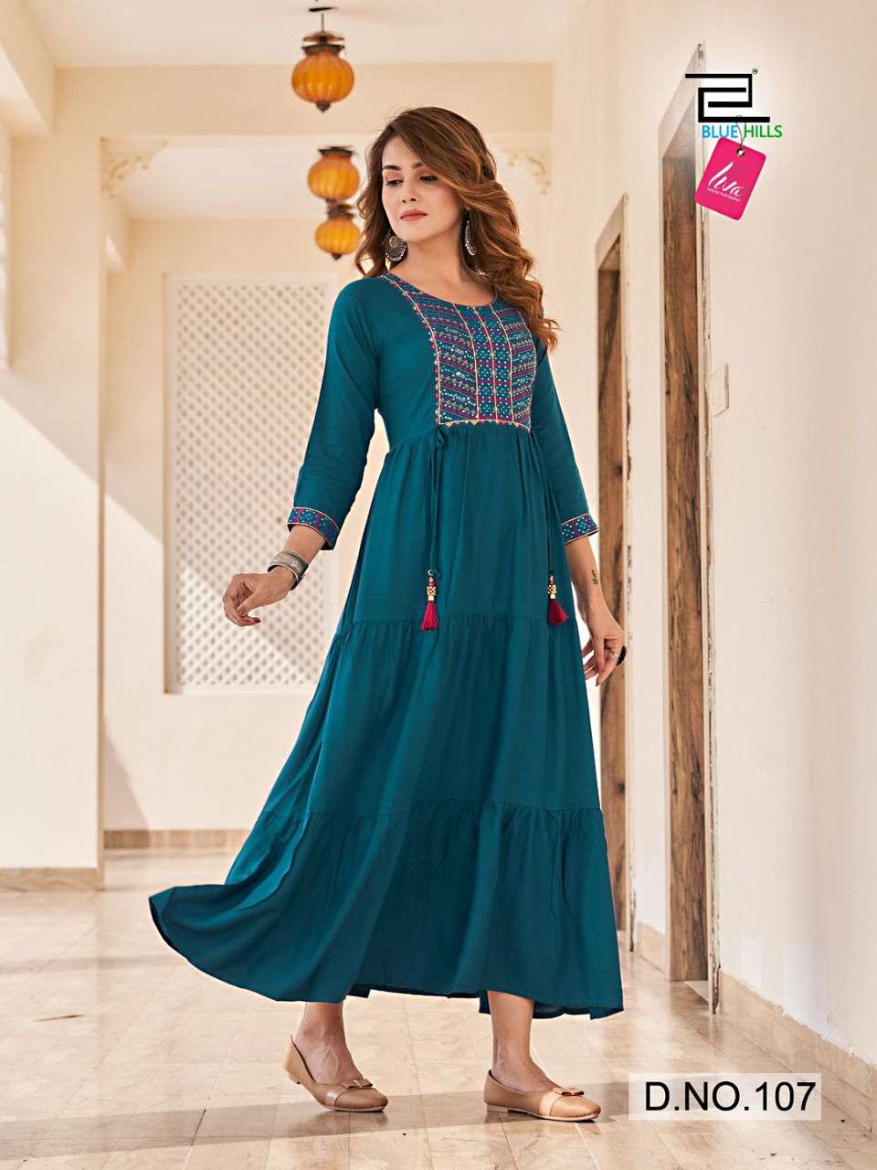 BLUE HILLS JASMINE DESIGNER RAYON GOWN KURTI AT WHOLESALE RATE CATALOGUE 