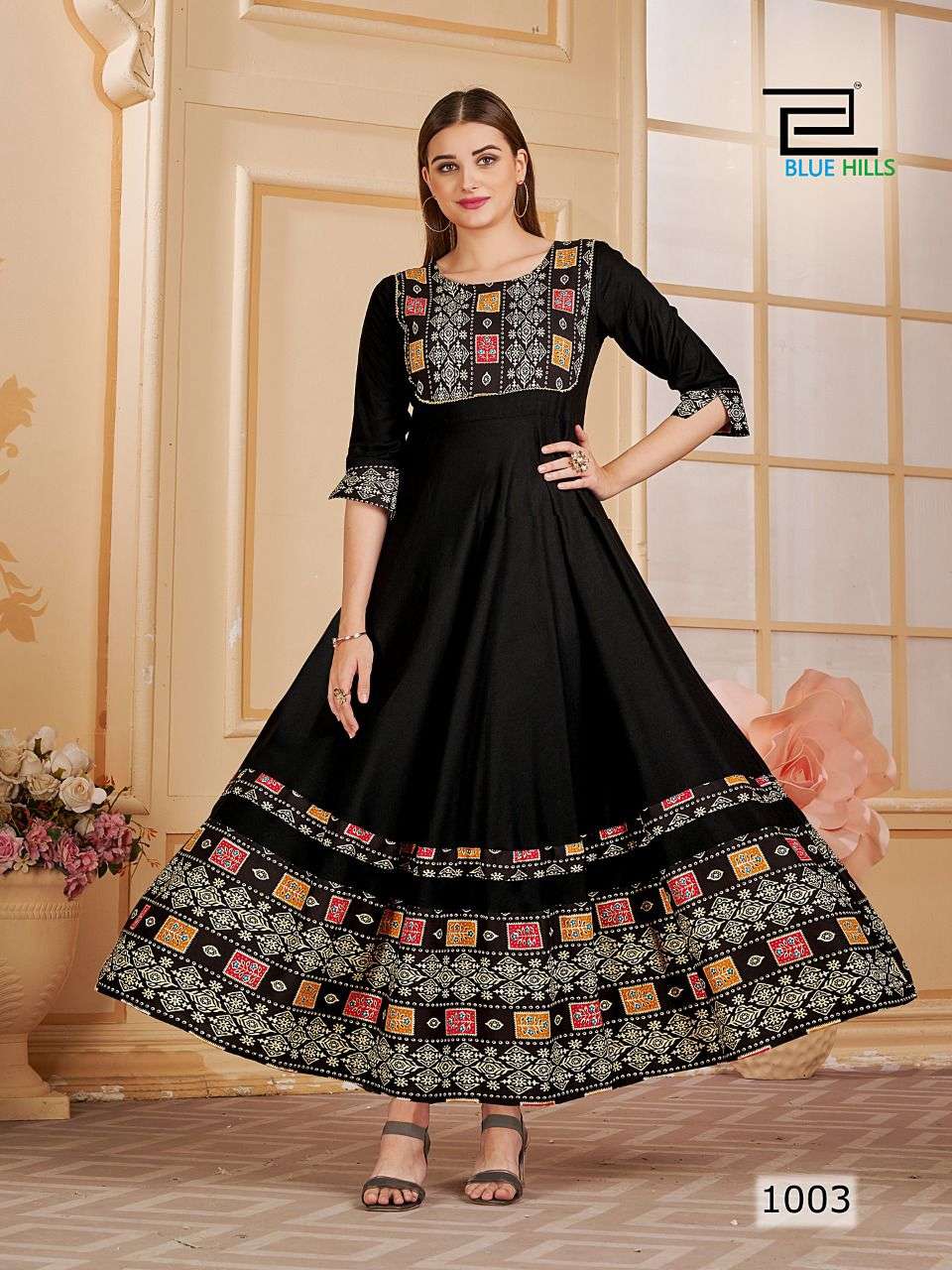 BLUE HILLS PRINCES RAYON PRINTED LONG GOWN NEW CATALOGUE 2022