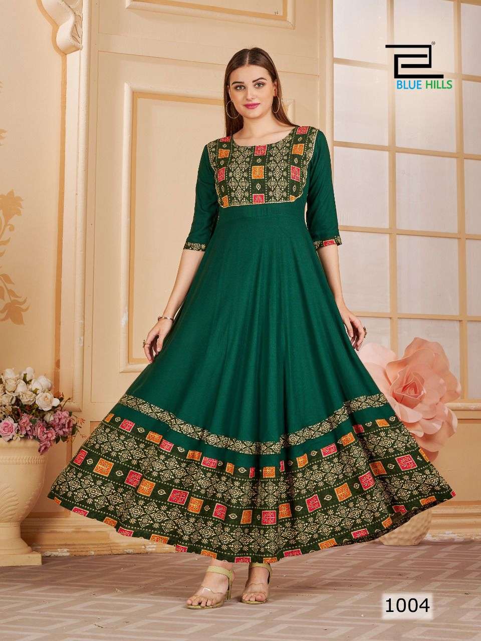 BLUE HILLS PRINCES RAYON PRINTED LONG GOWN NEW CATALOGUE 2022