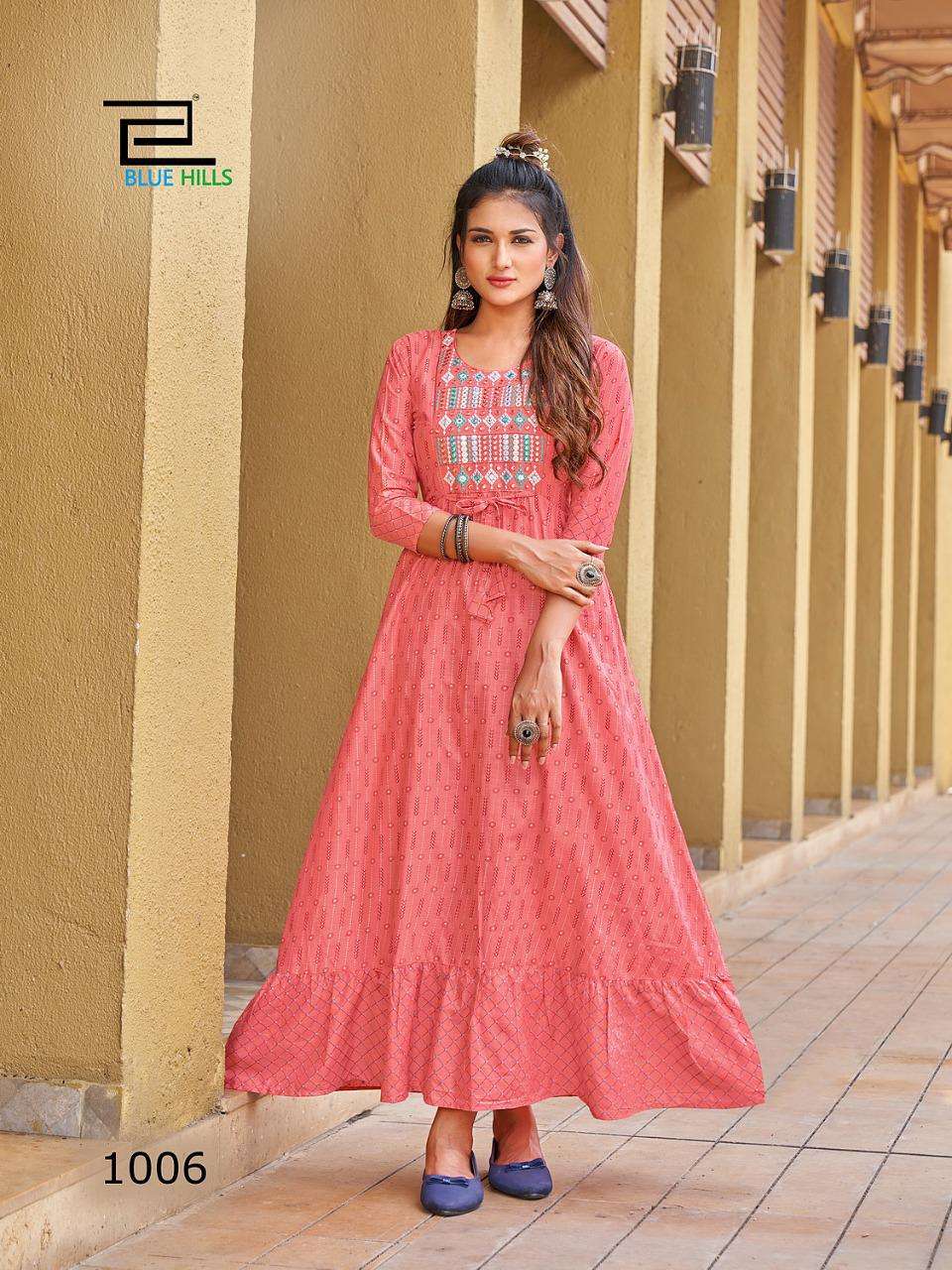 BLUE HILLS SIZZLING ANARKALI GOWN STYLE KURTI CATALOGUE 2022
