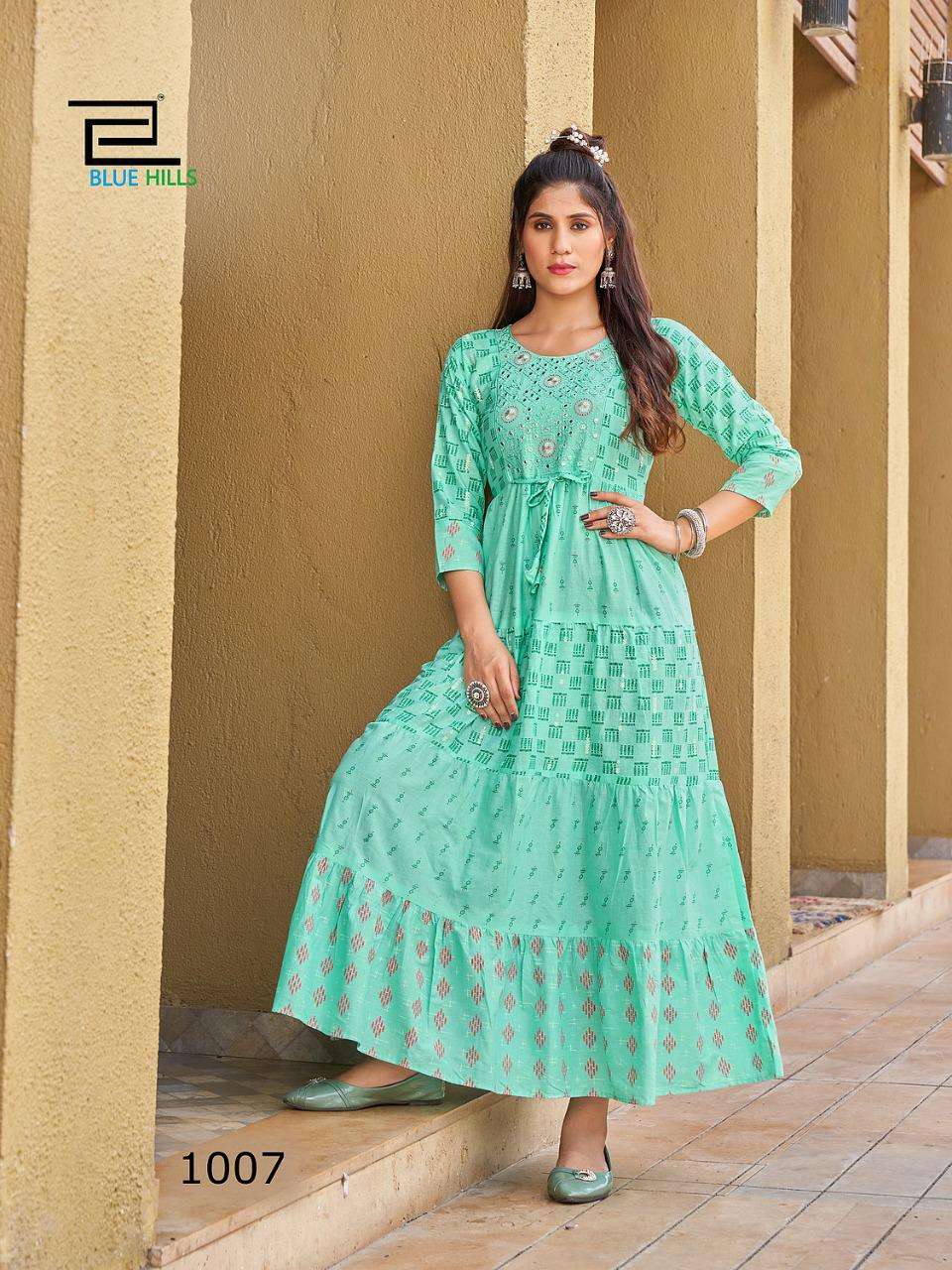 BLUE HILLS SIZZLING ANARKALI GOWN STYLE KURTI CATALOGUE 2022