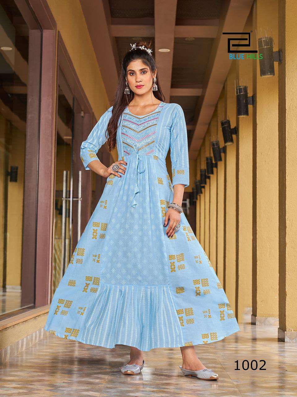 BLUE HILLS SIZZLING ANARKALI GOWN STYLE KURTI CATALOGUE 2022