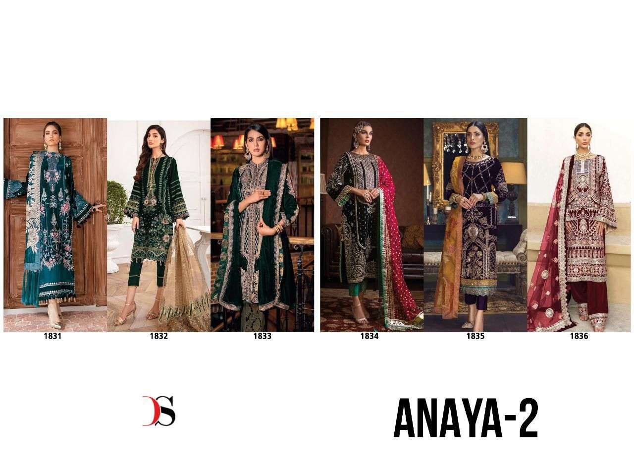 DEEPSY ANAYA 2 1831 TO 1836 PAKISTANI VELVET SUIT CATALOGUE 2022