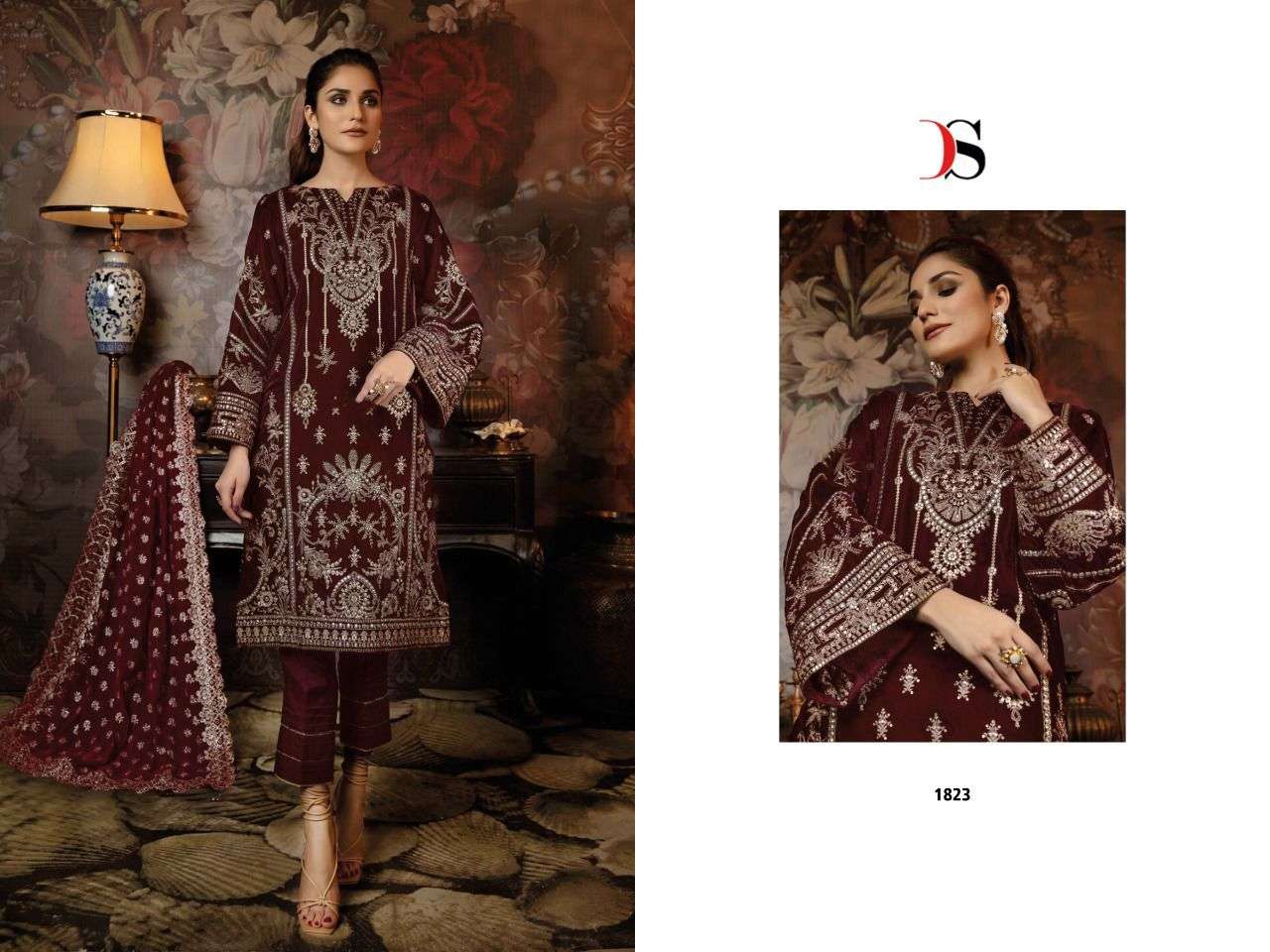 DEEPSY SUIT ADAN LIBAS 22 1821 TO 1826 SERIES VELVET EMBROIDERY SUIT NEW CATALOGUE 2022