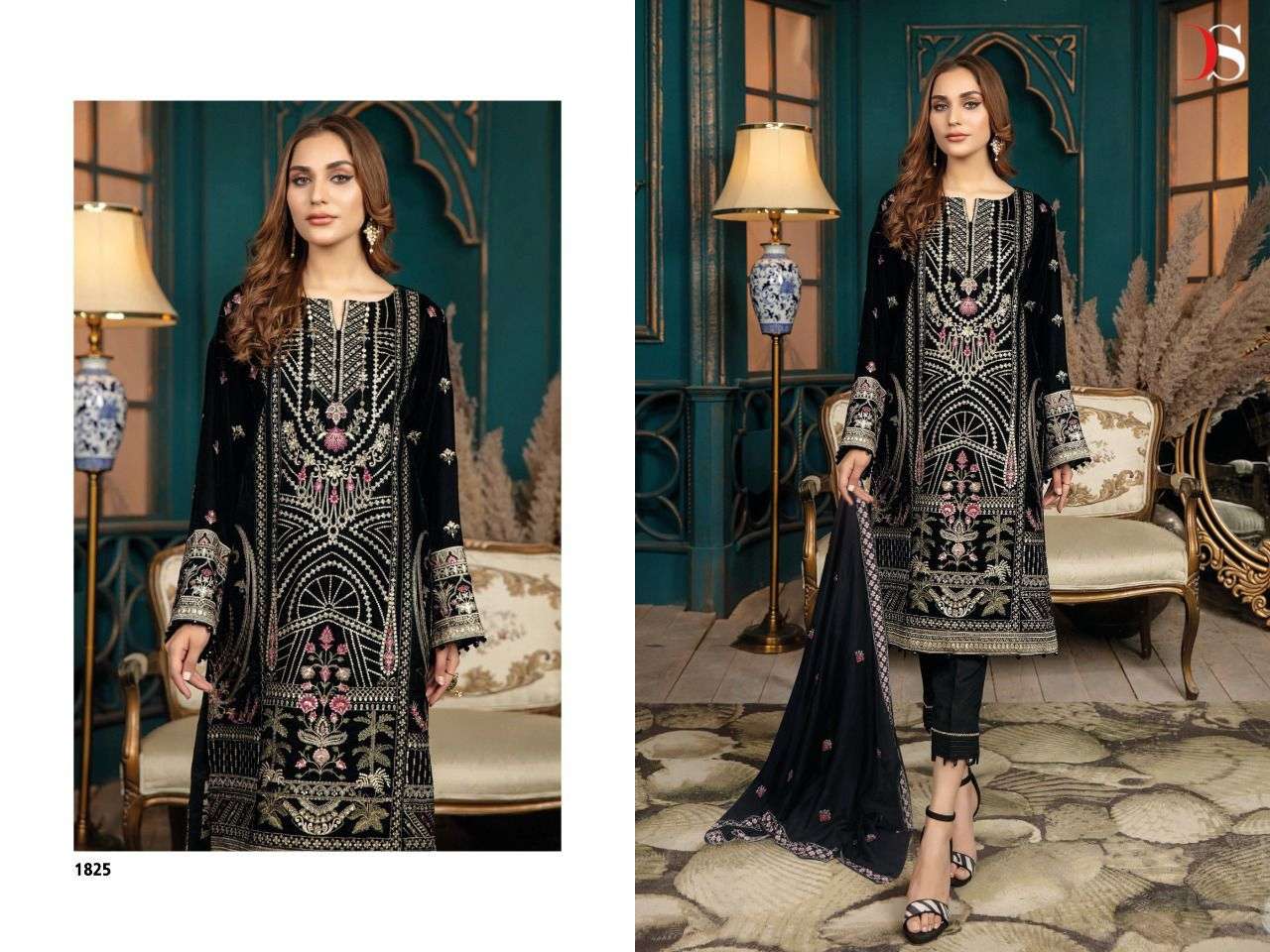 DEEPSY SUIT ADAN LIBAS 22 1821 TO 1826 SERIES VELVET EMBROIDERY SUIT NEW CATALOGUE 2022