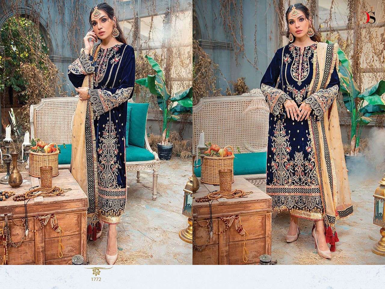 DEEPSY SUIT ANAYA VELVET 22 1771 TO 1776  SERIES PAKISTANI VELVET SUIT CATALOGUE 2022