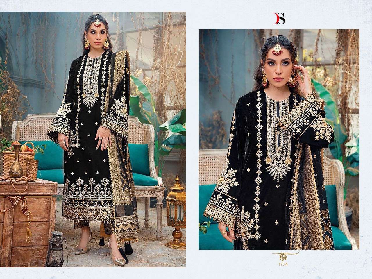 DEEPSY SUIT ANAYA VELVET 22 1771 TO 1776  SERIES PAKISTANI VELVET SUIT CATALOGUE 2022