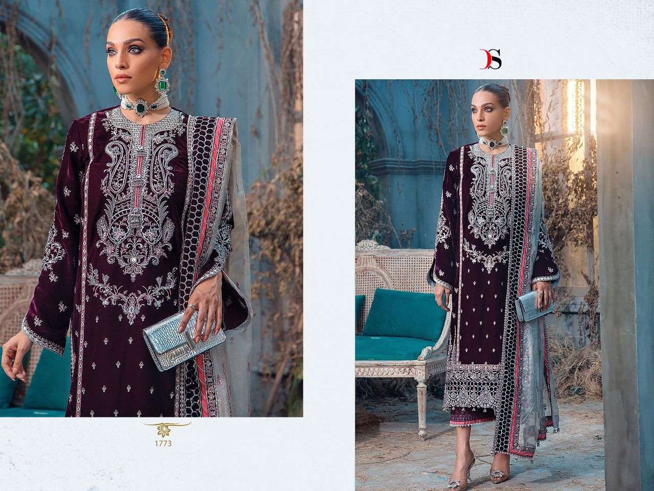 DEEPSY SUIT ANAYA VELVET 22 1771 TO 1776  SERIES PAKISTANI VELVET SUIT CATALOGUE 2022