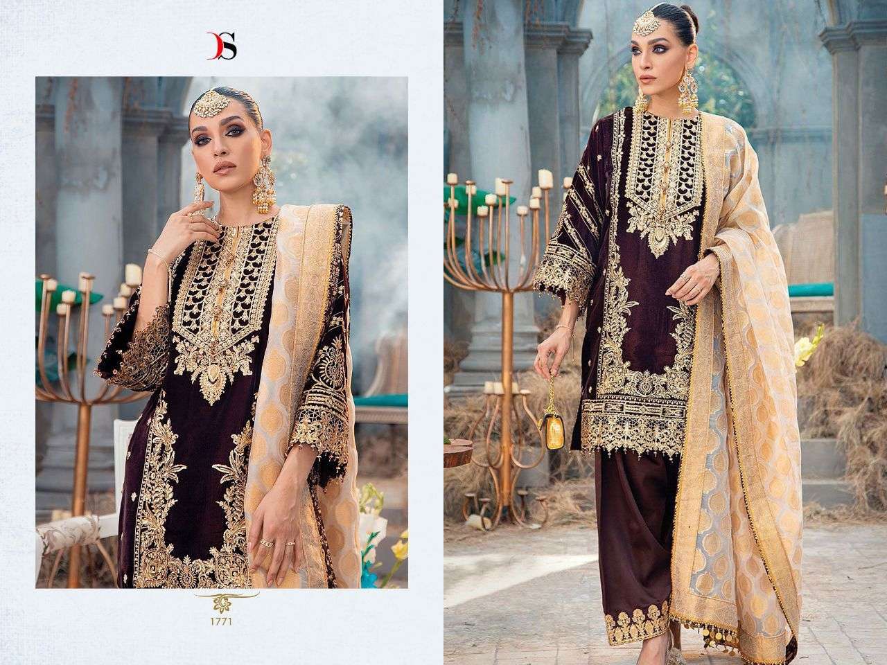 DEEPSY SUIT ANAYA VELVET 22 1771 TO 1776  SERIES PAKISTANI VELVET SUIT CATALOGUE 2022