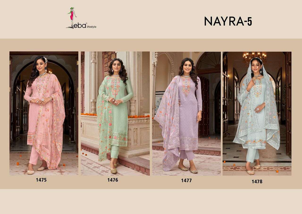 EBA NYRA VOL 5 HEAVY VISCOSE SILK PARTY WEAR SUIT COLLECTION CATALOGUE 