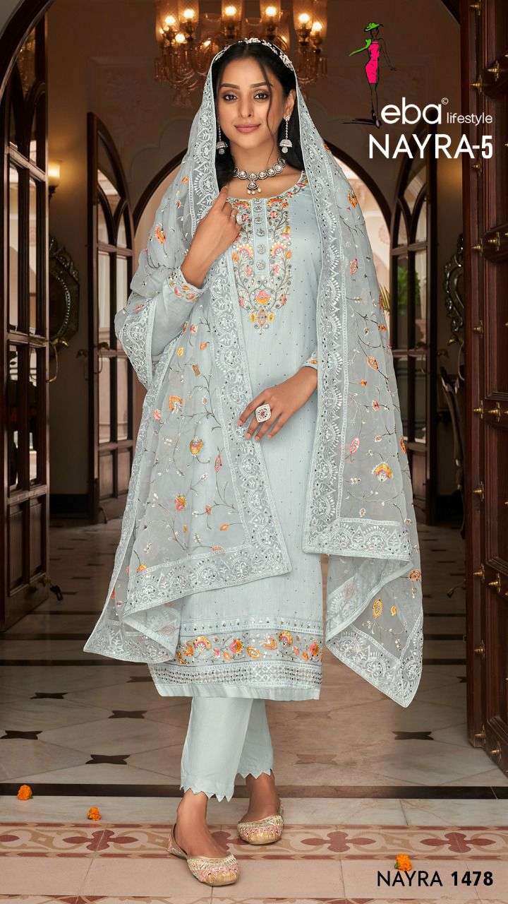EBA NYRA VOL 5 HEAVY VISCOSE SILK PARTY WEAR SUIT COLLECTION CATALOGUE 