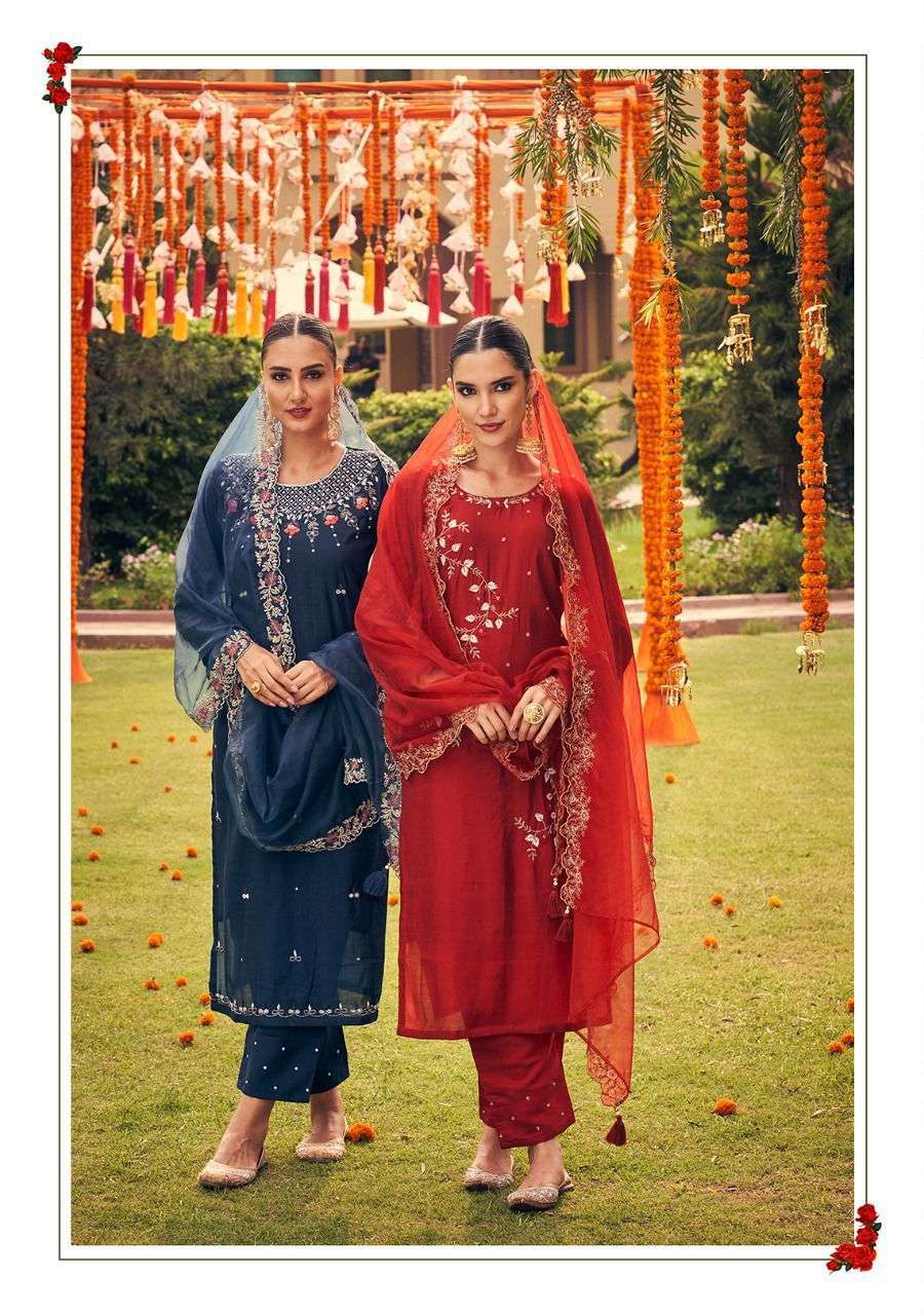 KALKI FASHION PHOOL VISCOSE SILK KURTI PANT WITH DUPATTA 3 PCS NEW CATALOGUE 2022