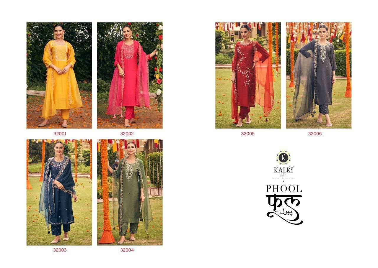 KALKI FASHION PHOOL VISCOSE SILK KURTI PANT WITH DUPATTA 3 PCS NEW CATALOGUE 2022