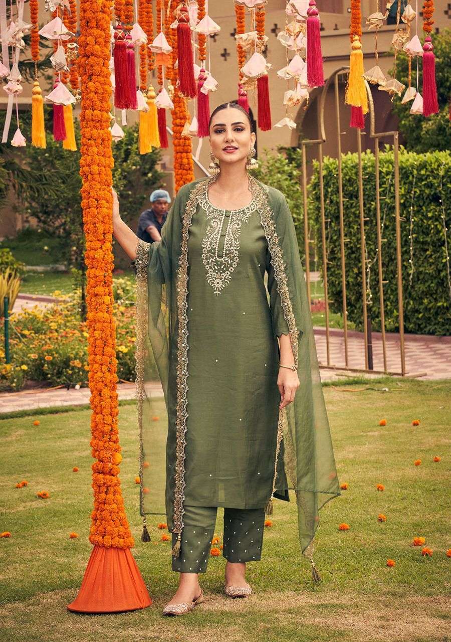 KALKI FASHION PHOOL VISCOSE SILK KURTI PANT WITH DUPATTA 3 PCS NEW CATALOGUE 2022