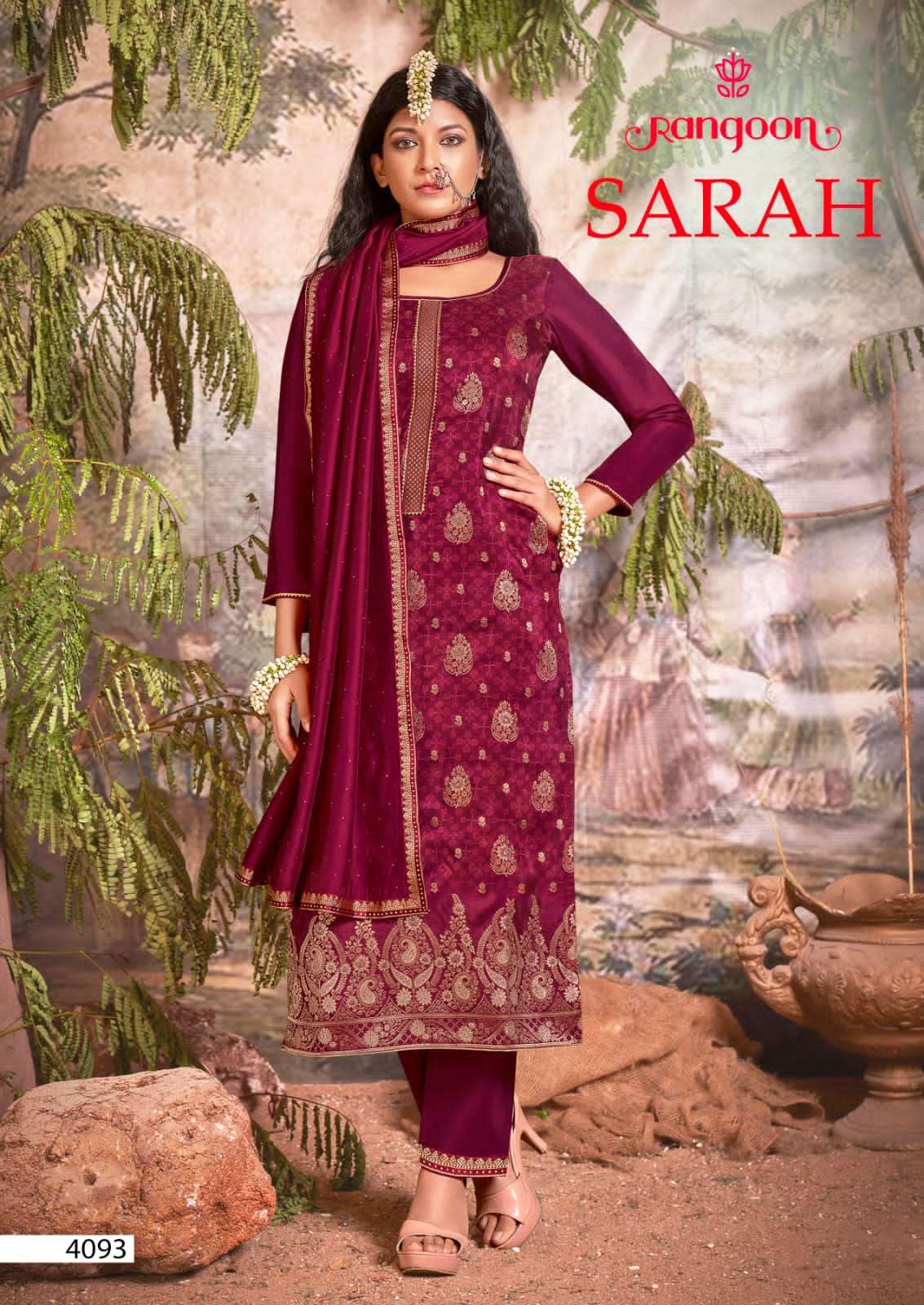 RANGOON SARAH DOLA MUSLIN TOP BOTTOM WITH DUPATTA 3 PC NEW CATALOGUE 2022