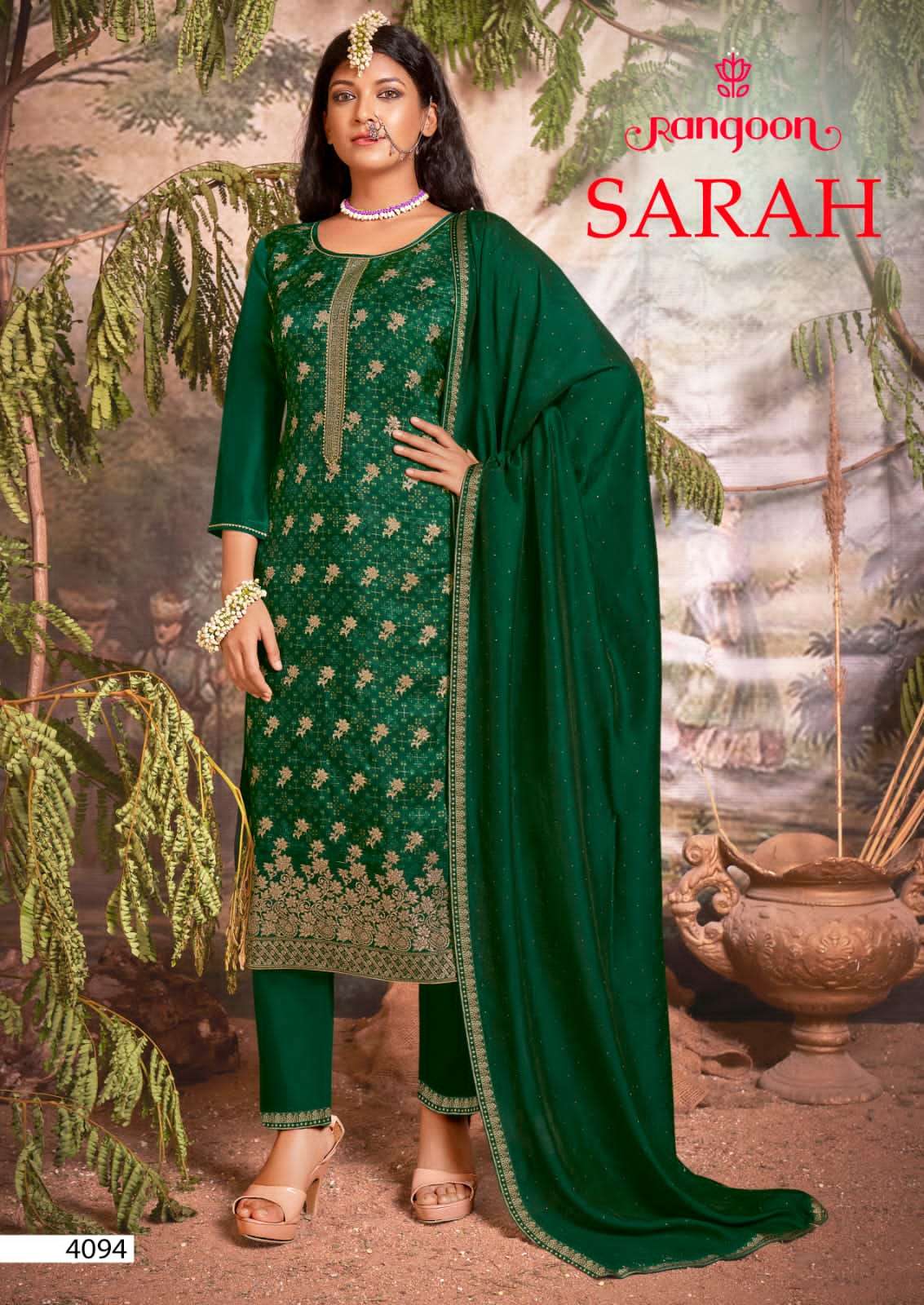 RANGOON SARAH DOLA MUSLIN TOP BOTTOM WITH DUPATTA 3 PC NEW CATALOGUE 2022