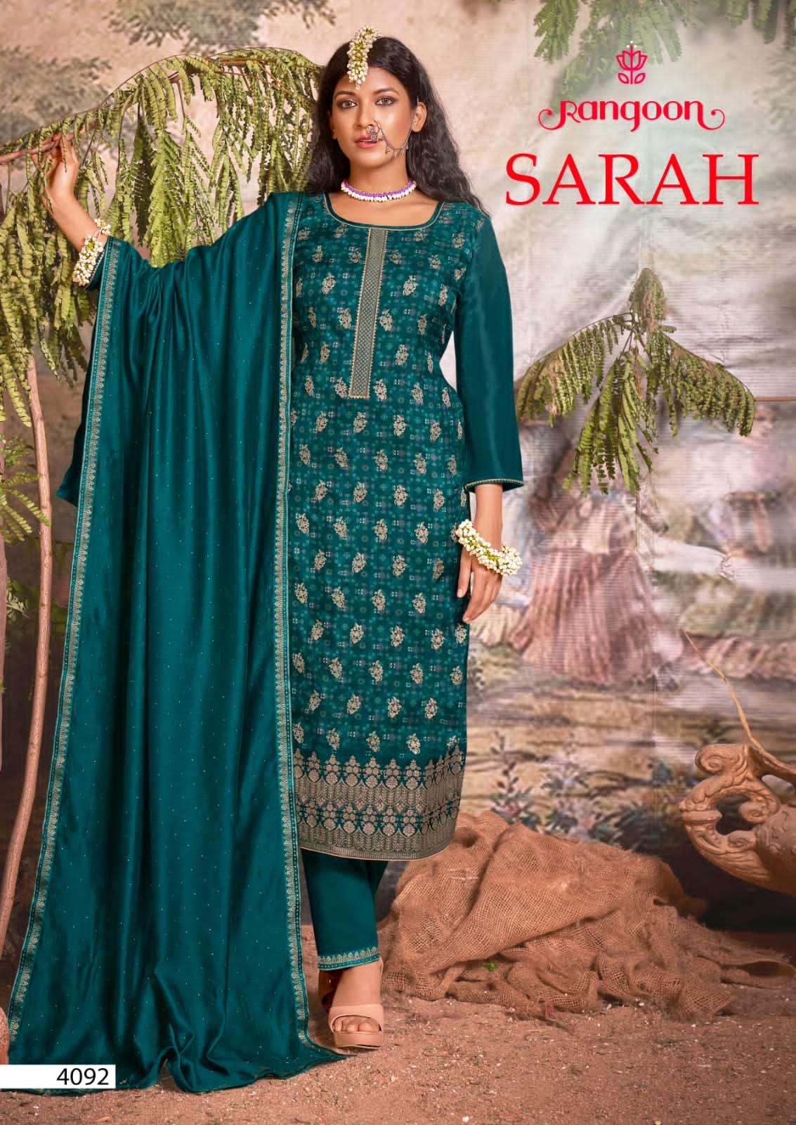 RANGOON SARAH DOLA MUSLIN TOP BOTTOM WITH DUPATTA 3 PC NEW CATALOGUE 2022