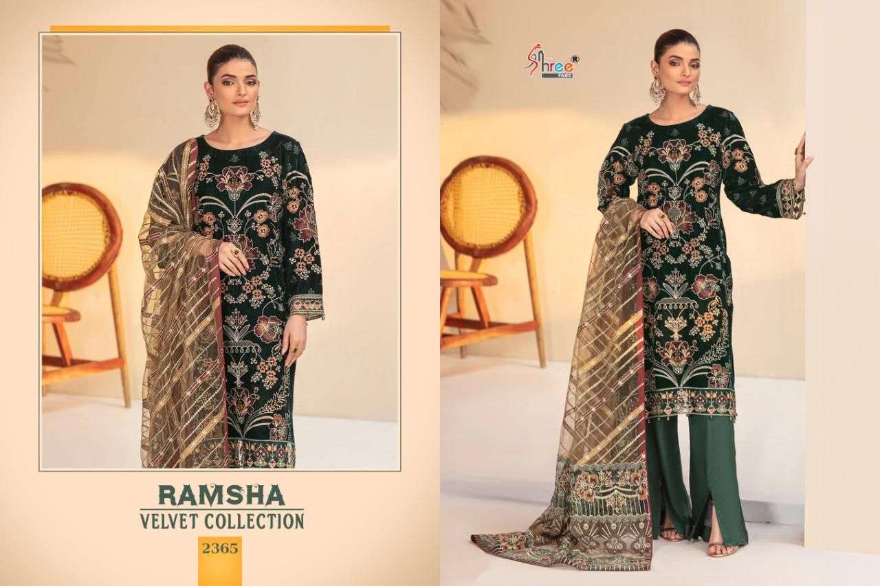 SHREE FAB RAMSHA VELVET COLLECTION 2365 TO 2369 SERIES PAKISTANI SUIT CATALOGUE 