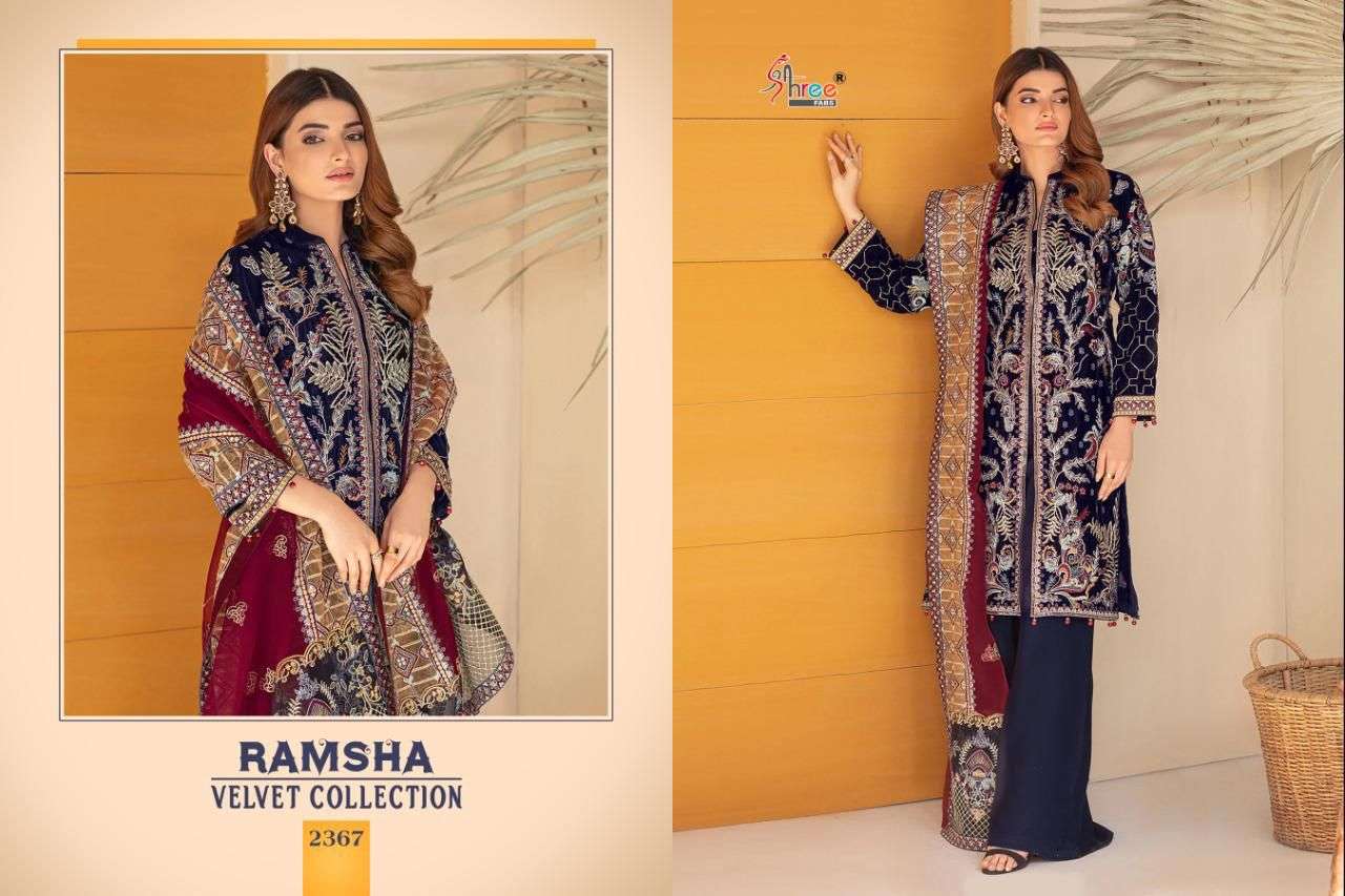 SHREE FAB RAMSHA VELVET COLLECTION 2365 TO 2369 SERIES PAKISTANI SUIT CATALOGUE 