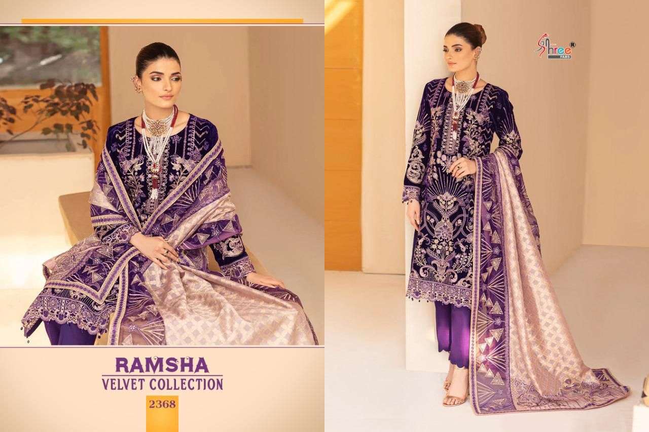 SHREE FAB RAMSHA VELVET COLLECTION 2365 TO 2369 SERIES PAKISTANI SUIT CATALOGUE 