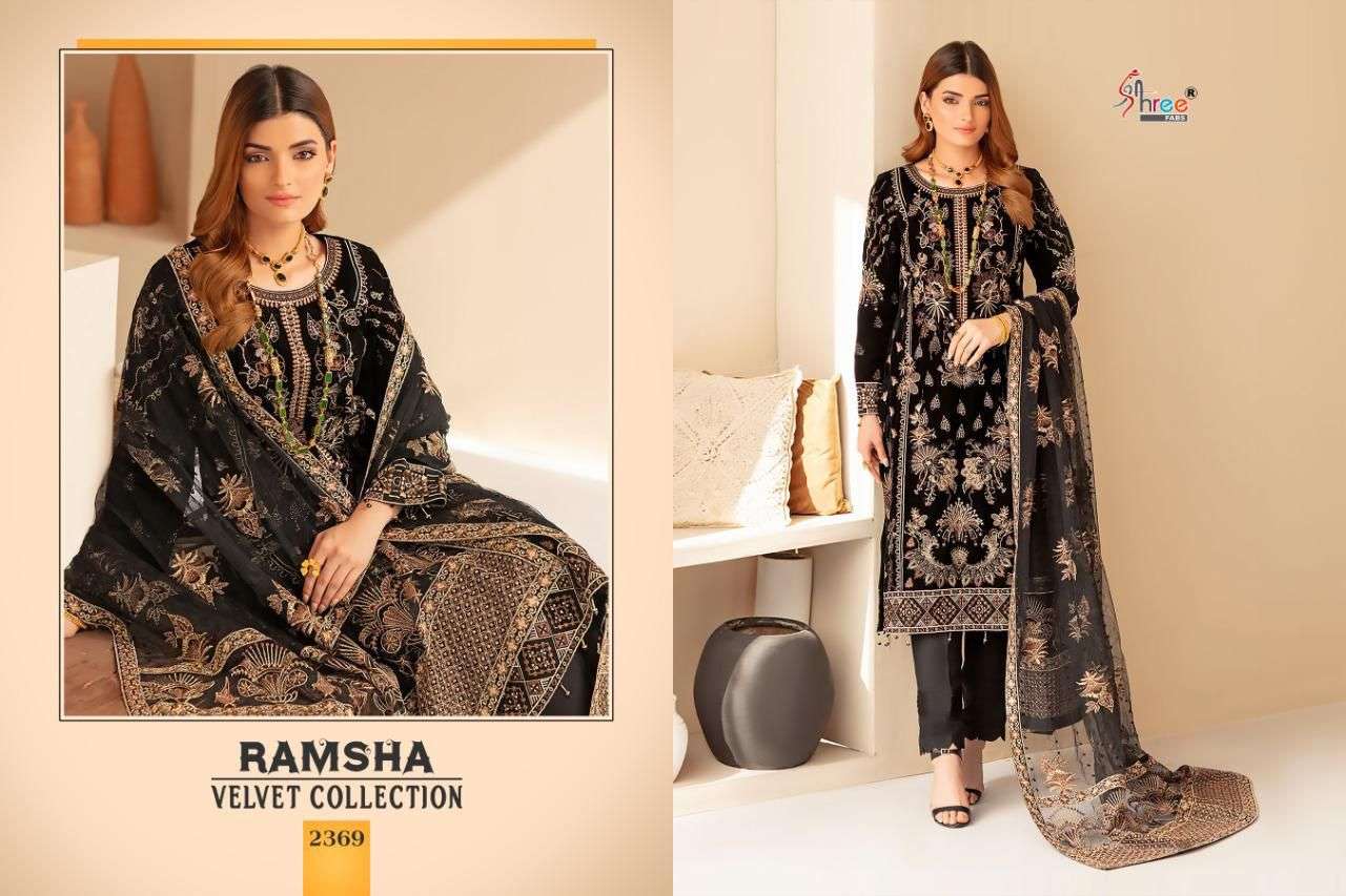 SHREE FAB RAMSHA VELVET COLLECTION 2365 TO 2369 SERIES PAKISTANI SUIT CATALOGUE 