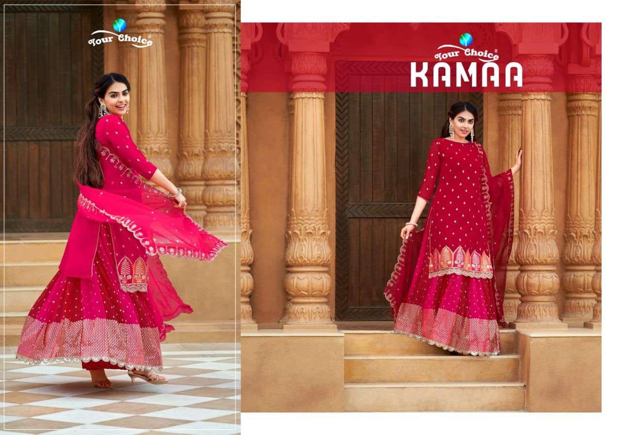 YOUR CHOICE KAMAA GEORGETTE PARTY WEAR AND KARWA CHOUTH SUIT NEW CATALOGUE 2022