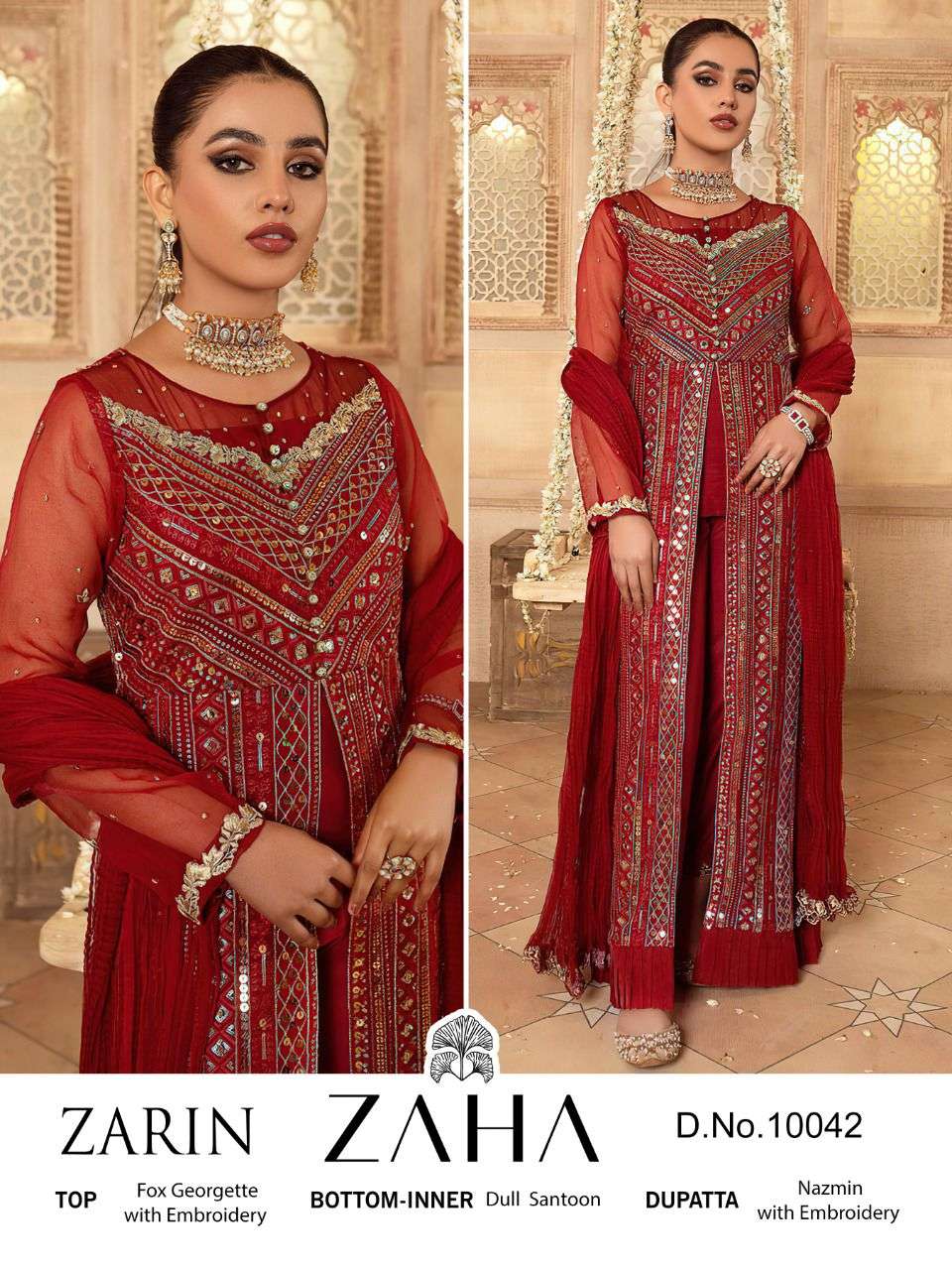 ZAHA ZARIN GEORGETTE 10040 TO 10042 SERIES PAKISTANI GEORGETTE SUIT CATALOGUE 