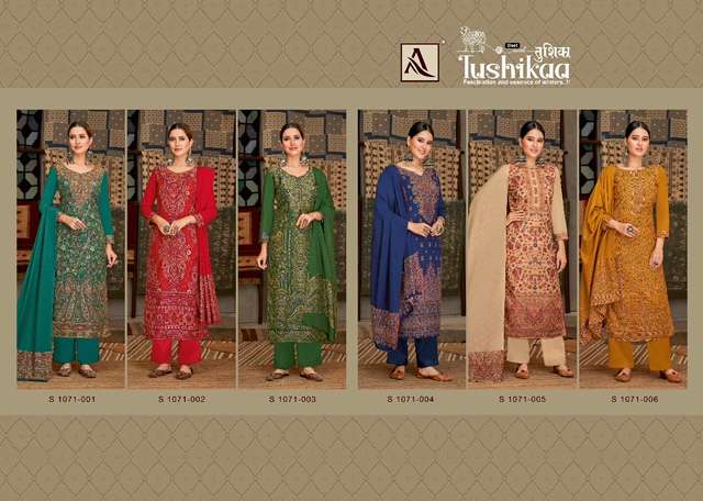 ALOK SUIT TUSHIKAA PASHMINA HAND WEAVE WOOLEN SUIT LATEST WINTER CATALOGUE 