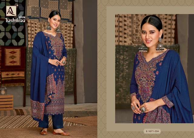 ALOK SUIT TUSHIKAA PASHMINA HAND WEAVE WOOLEN SUIT LATEST WINTER CATALOGUE 