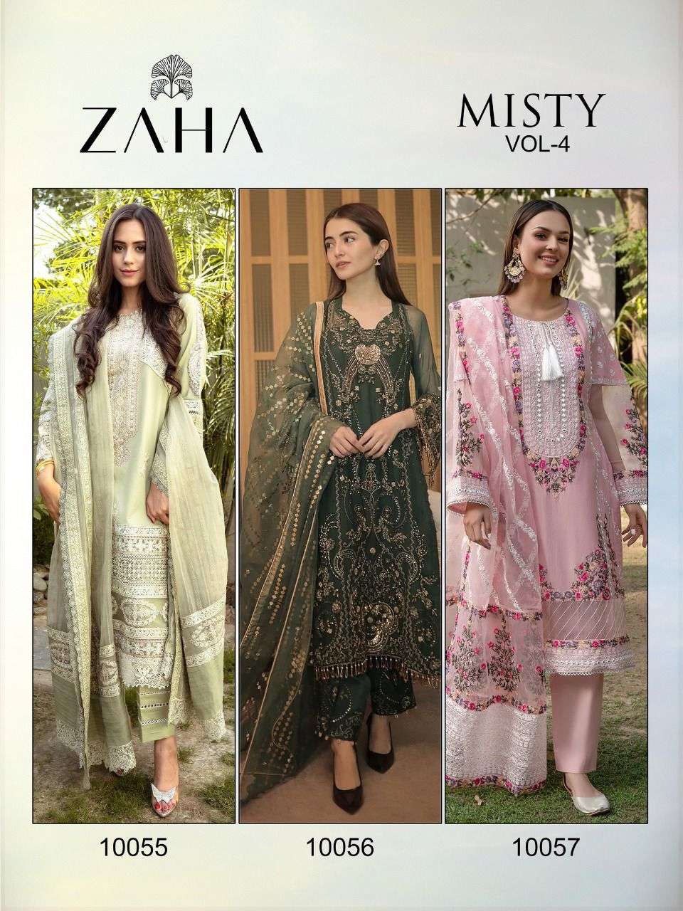 ZAHA MISTY VOL 4 PAKISTANI GEORGETTE EMBROIDEY SUIT LATEST NEW CATALOGUE 