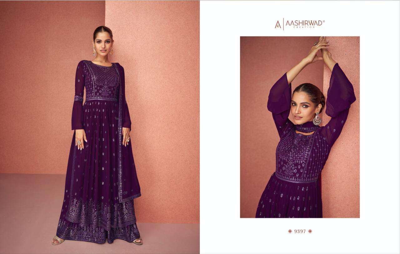 AASHIRWAD CREATION SIYONA GEORGETTE SALWER SUIT CATALOGUE 2022
