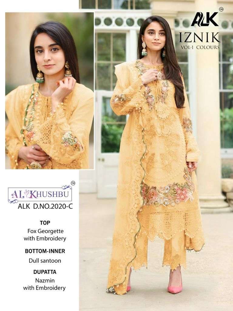 AL KHUSHBU IZNIK VOL 1 COLOURS GEORGETTE PAKISTANI SUITS CATALOGUE 2022