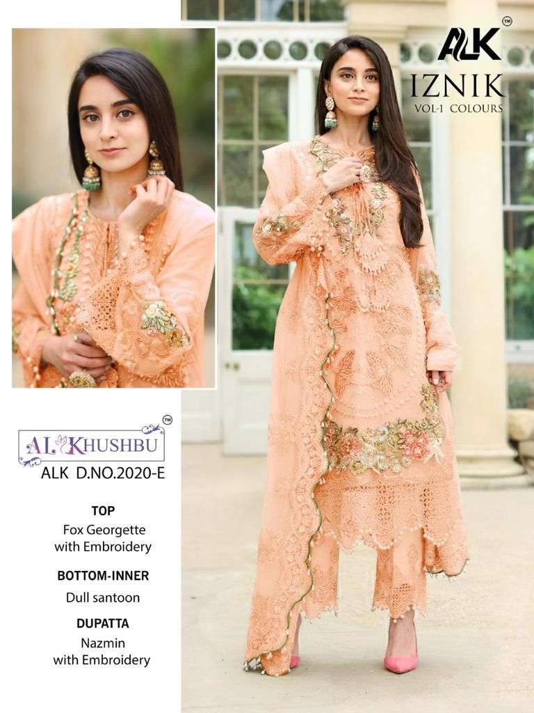 AL KHUSHBU IZNIK VOL 1 COLOURS GEORGETTE PAKISTANI SUITS CATALOGUE 2022