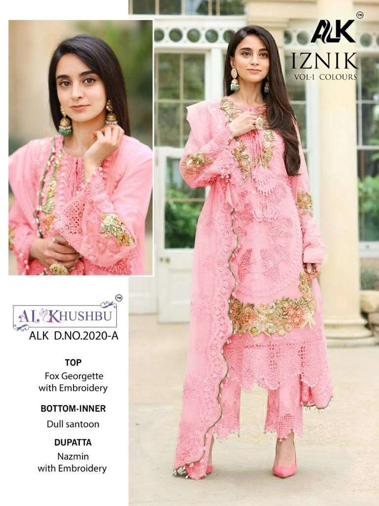 AL KHUSHBU IZNIK VOL 1 COLOURS GEORGETTE PAKISTANI SUITS CATALOGUE 2022