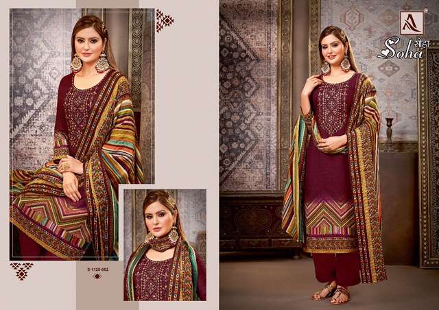 ALOK SUITS SOHA PASHMINA PRINT EMBROIDERY SUITS CATALOGUE
