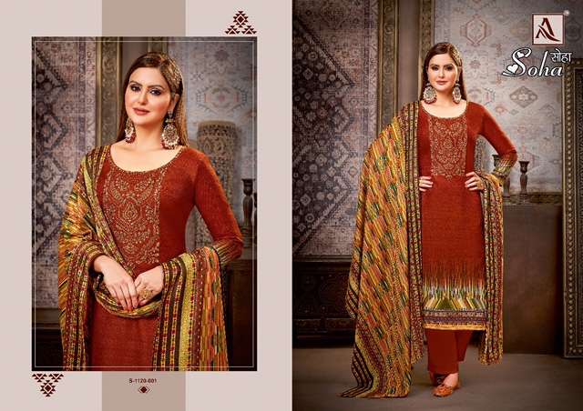 ALOK SUITS SOHA PASHMINA PRINT EMBROIDERY SUITS CATALOGUE