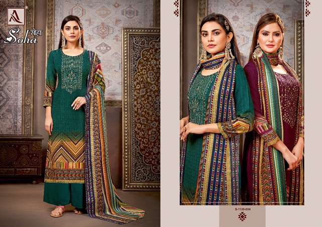 ALOK SUITS SOHA PASHMINA PRINT EMBROIDERY SUITS CATALOGUE