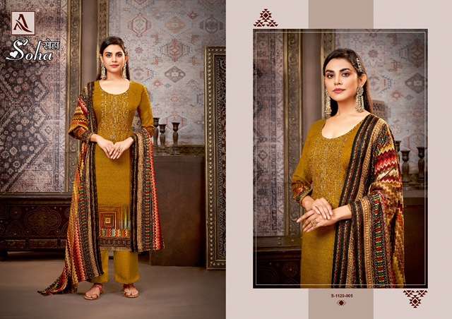 ALOK SUITS SOHA PASHMINA PRINT EMBROIDERY SUITS CATALOGUE